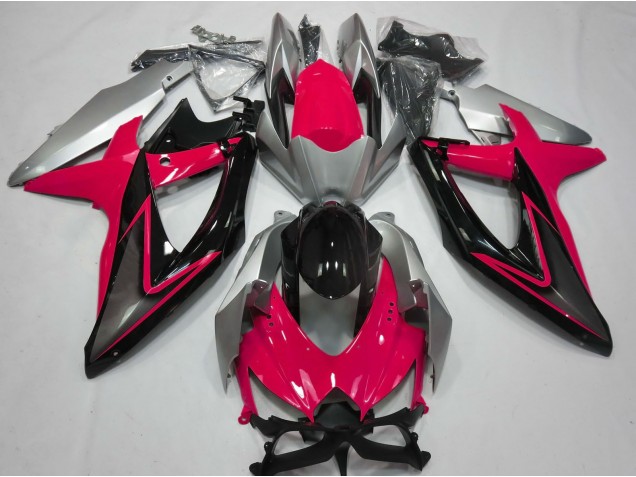 2008-2010 Red and Silver Suzuki GSXR 600-750 Motorcycle Fairings