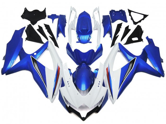 2008-2010 Shining Gloss White With Silver and blue Suzuki GSXR 600-750 Motorcycle Fairings