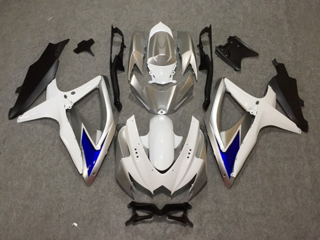 2008-2010 Silver White Blue Suzuki GSXR 600-750 Motorcycle Fairings