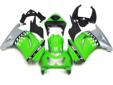 2008-2012 Green and Black Check Kawasaki Ninja 250 Motorcycle Fairings