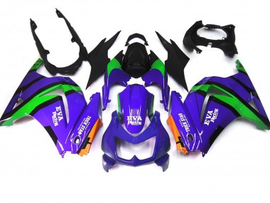 2008-2012 Purple Green and black Kawasaki Ninja 250 Motorcycle Fairings