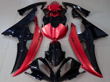 2008-2016 Gloss Black & Candy Red Yamaha R6 Motorcycle Fairings