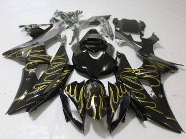 2008-2016 Gloss Black & Flame Yamaha R6 Motorcycle Fairings