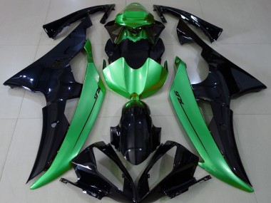 2008-2016 Gloss Black & Light Green Yamaha R6 Motorcycle Fairings