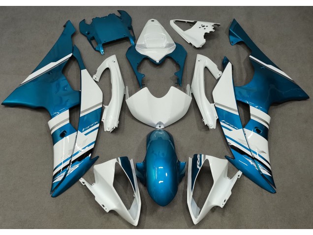 2008-2016 Gloss White and Light Blue OEM Style Yamaha R6 Motorcycle Fairings