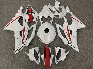 2008-2016 Gloss White and Red Yamaha R6 Motorcycle Fairings