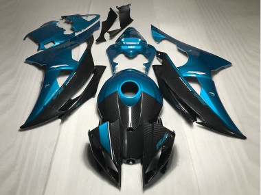 2008-2016 Light Blue w Carbon Fiber Style Yamaha R6 Motorcycle Fairings
