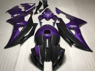 2008-2016 Purple w Carbon Fiber Style Yamaha R6 Motorcycle Fairings