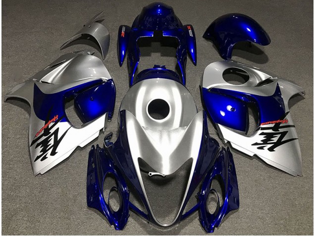 2008-2020 Gloss Silver and Blue Suzuki GSXR 1300 Hayabusa Motorcycle Fairings