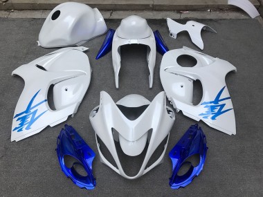 2008-2020 Gloss White & Blue Suzuki GSXR 1300 Hayabusa Motorcycle Fairings
