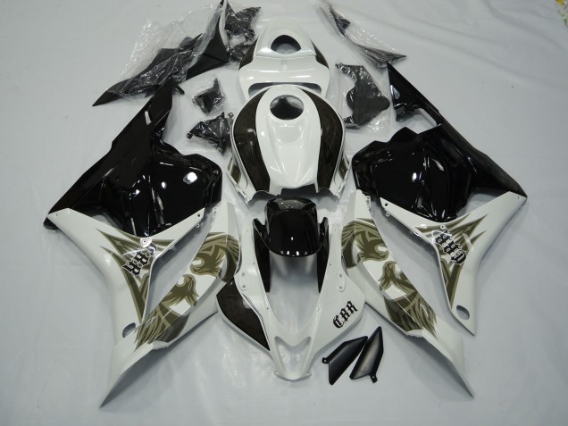 2009-2012 Black Gold and White Honda CBR600RR Motorcycle Fairings