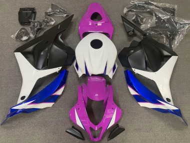 2009-2012 Gloss Pink White and Blue Honda CBR600RR Motorcycle Fairings