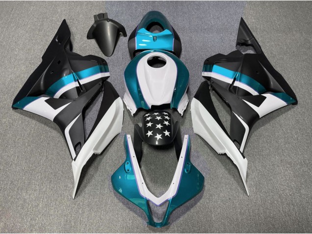 2009-2012 Matte Black and Light Blue Star Honda CBR600RR Motorcycle Fairings