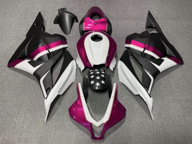2009-2012 Matte Black and Pink Star Honda CBR600RR Motorcycle Fairings