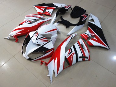 2009-2012 Red White Zagg Kawasaki ZX6R Motorcycle Fairings