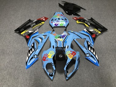 2009-2014 Alien Blue and White BMW S1000RR Motorcycle Fairings