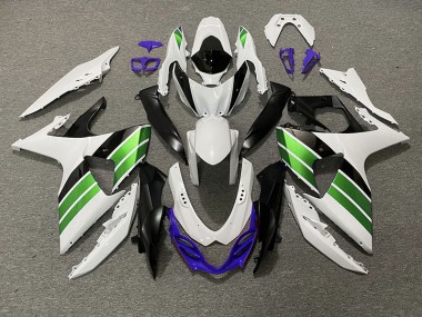 2009-2016 Gloss White Green Black and Purple Suzuki GSXR 1000 Motorcycle Fairings