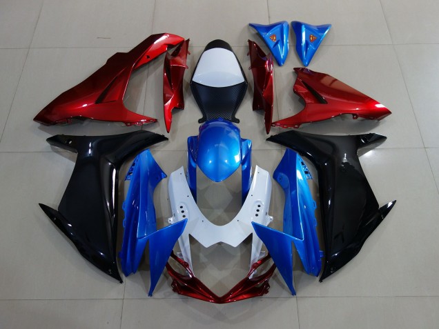 2011-2024 Custom Red Black and Blue Suzuki GSXR 600-750 Motorcycle Fairings