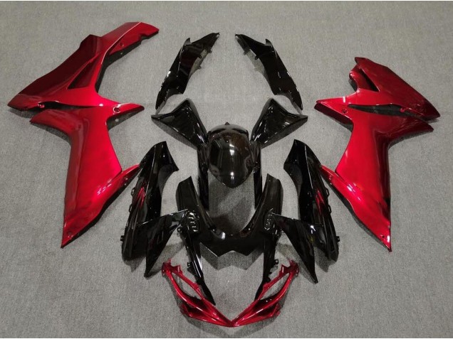 2011-2024 Gloss Black and Lava Red Suzuki GSXR 600-750 Motorcycle Fairings