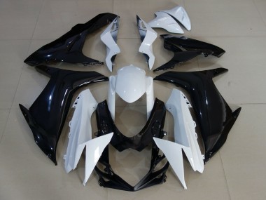 2011-2024 Gloss White and Black Suzuki GSXR 600-750 Motorcycle Fairings