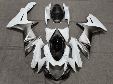 2011-2024 Gloss White and Silver Style Suzuki GSXR 600-750 Motorcycle Fairings