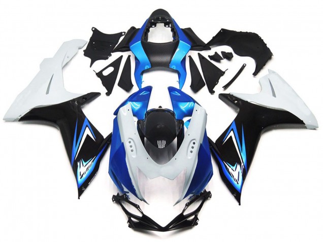 2011-2024 Light Blue and Gloss White Style with Black Suzuki GSXR 600-750 Motorcycle Fairings