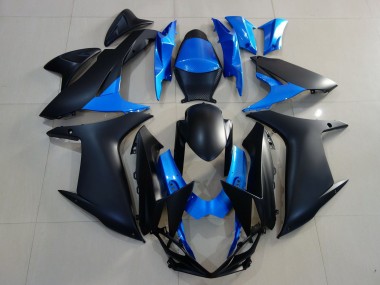2011-2024 Matte Black & Bright Blue Suzuki GSXR 600-750 Motorcycle Fairings