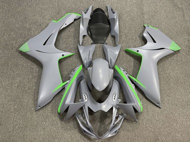 2011-2024 Matte Nardo Grey & Green Accents Suzuki GSXR 600-750 Motorcycle Fairings