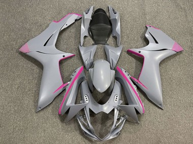 2011-2024 Matte Nardo Grey & Pink Accents Suzuki GSXR 600-750 Motorcycle Fairings