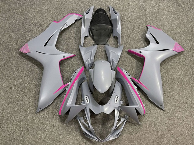 2011-2024 Matte Nardo Grey & Pink Accents Suzuki GSXR 600-750 Motorcycle Fairings