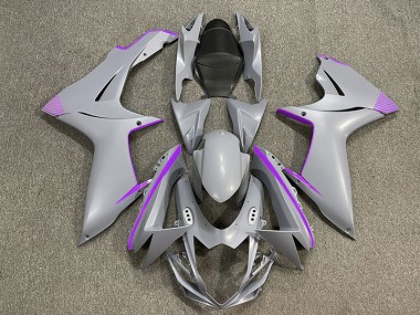 2011-2024 Matte Nardo Grey & Purple Accents Suzuki GSXR 600-750 Motorcycle Fairings