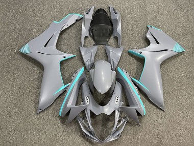 2011-2024 Matte Nardo Grey & Teal Accents Suzuki GSXR 600-750 Motorcycle Fairings