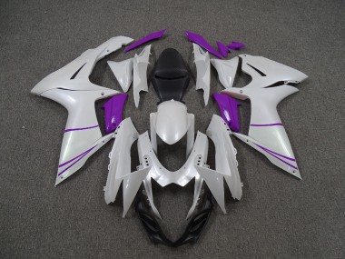 2011-2024 Pearl White and Purple Suzuki GSXR 600-750 Motorcycle Fairings