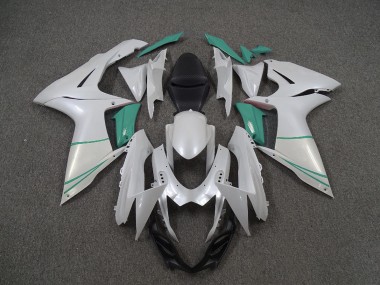 2011-2024 Pearl White and T Blue Suzuki GSXR 600-750 Motorcycle Fairings