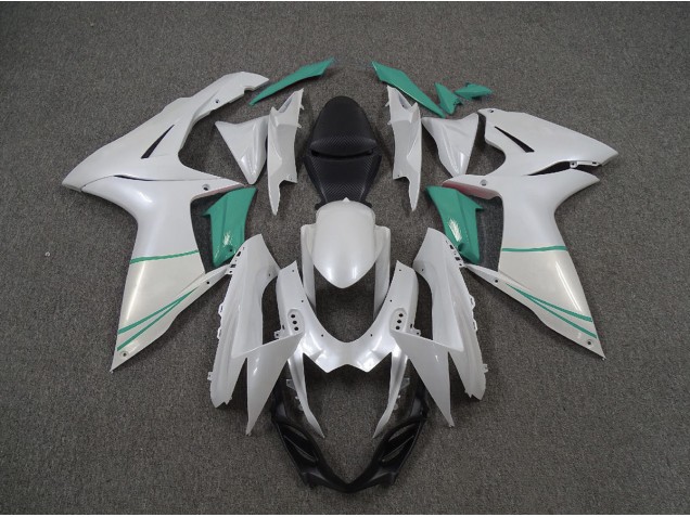 2011-2024 Pearl White and T Blue Suzuki GSXR 600-750 Motorcycle Fairings