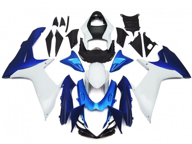 2011-2024 Plain White and Blue Style Kit Suzuki GSXR 600-750 Motorcycle Fairings