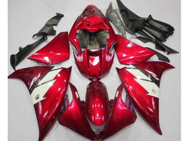 2012-2014 Gloss Red & White Yamaha R1 Motorcycle Fairings