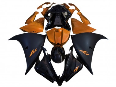 2012-2014 Matte Black and Orange Yamaha R1 Motorcycle Fairings