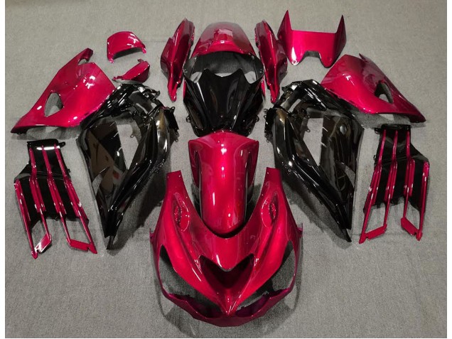 2012-2021 Gloss Red and Black Kawasaki ZX14R Motorcycle Fairings