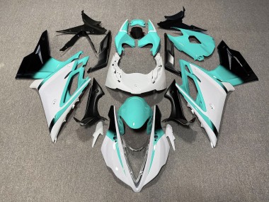 2013-2016 Gloss White and Teal Triumph Daytona 675 Motorcycle Fairings
