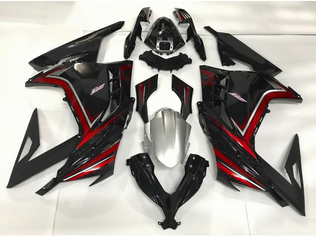 2013-2018 Gloss Black & Red Kawasaki Ninja 300 Motorcycle Fairings