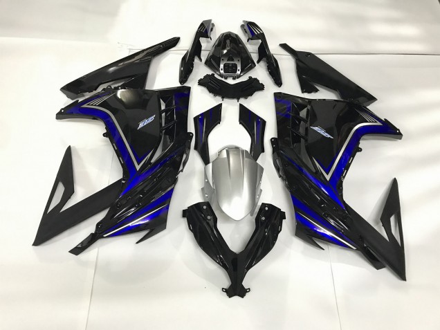 2013-2018 Gloss Black and Blue Kawasaki Ninja 300 Motorcycle Fairings