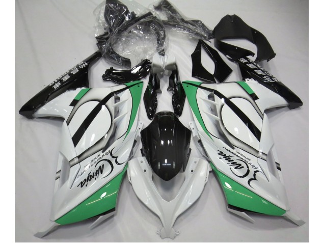 2013-2018 Gloss White and Green Kawasaki Ninja 300 Motorcycle Fairings