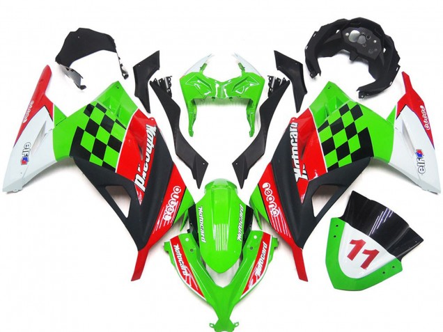 2013-2018 Red and Black Check Gloss Kawasaki Ninja 300 Motorcycle Fairings