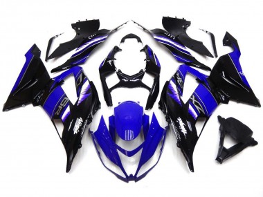 2013-2018 Vibrant Deep Blue and Black Kawasaki ZX6R Motorcycle Fairings