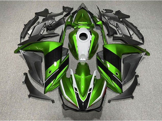 2015-2018 Green Black and White Yamaha R3 Motorcycle Fairings
