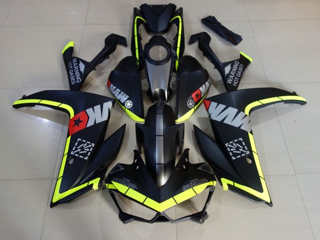 2015-2018 Matte Black and Yellow Yamaha R3 Motorcycle Fairings