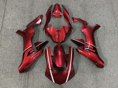 2015-2019 Deep Red & Black and White Accents Yamaha R1 Motorcycle Fairings