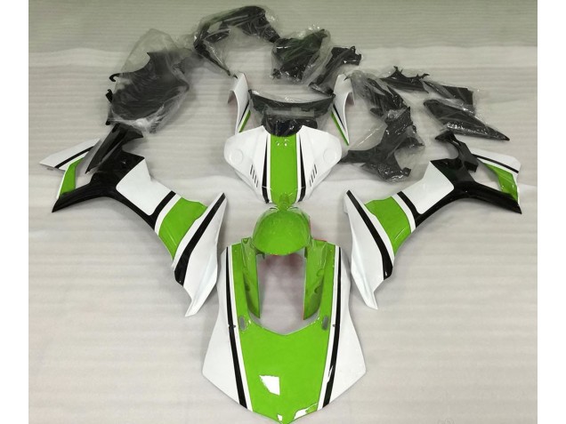 2015-2019 Gloss White Green and Black Yamaha R1 Motorcycle Fairings