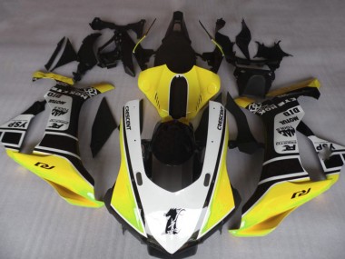 2015-2019 Gloss Yellow & White Yamaha R1 Motorcycle Fairings